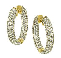 Estate 6.87ct Diamond Hoops Earrings