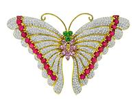 Estate 7.00ct Diamond 8.00ct Ruby Amethyst Demantoid Garnet Butterfly Pin