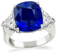 Estate C. Dunaigre Certified 7.21ct Sapphire 0.90ct Diamond Engagement Ring