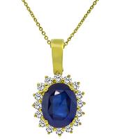 Estate 8.64ct Sapphire 1.25ct Diamond Pendant