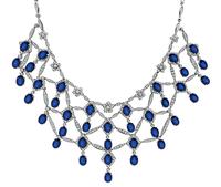 Estate 80.00ct Sapphire 8.00ct Diamond White Gold Necklace