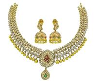 Estate 10.75ct Diamond Emerald Ruby Necklace and Earrings Set