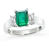 Estate AGL Certified 1.45ct Emerald 0.70ct Diamond Engagement Ring