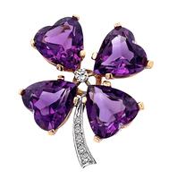 Estate 25.00ct Amethyst Diamond Clover Pin