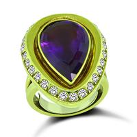 Estate 10.00ct Amethyst 1.10ct Diamond Ring