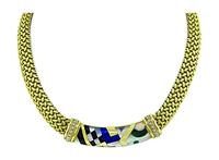 Asch Grossbardt Diamond Multi Gemstone Inlay Gold Necklace