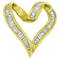 Estate 2.00ct Diamond Gold Heart Pendant