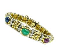 Estate Cassis 9.50ct Precious Gemstone 0.60ct Diamond Gold Bangle