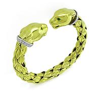 Estate Chimento 0.50ct Diamond Gold Panther Head Bangle