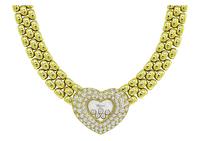 Estate 2.40ct Diamond Happy Heart Link Choker Necklace