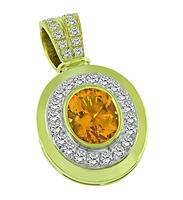 Estate 7.00ct Citrine 1.50ct Diamond Gold Pendant