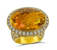 Estate 20.00ct Citrine 3.00ct Diamond Ring