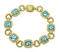 Estate David Yurman 21.00ct Blue Topaz 1.00ct Diamond Gold Bracelet