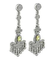 Estate 1.10ct Fancy Yellow Diamond 3.00ct Diamond Chandelier Earrings