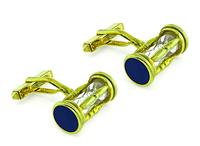 Estate Louis Glick Enamel Diamond Hour Glass Cufflinks