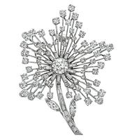 Vintage 6.25cttw Diamond Flower Pin