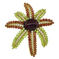 Estate 1.15ct Diamond 16.79ct Garnet 3.12ct Peridot Firework Pin