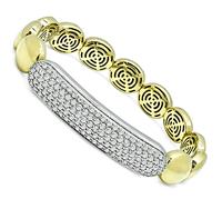 Estate 3.00ct Diamond Two Tone Gold Flexible Bangle