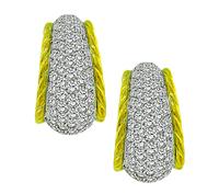 Estate 4.00ct Diamond 14k Yellow an White Gold Earrings