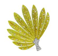 Estate 1.80ct Diamond Gold Fan Pin