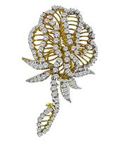 Estate 11.00ct Diamond Gold Flower Pin