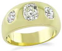 Vintage 1.22ct Light Fancy Yellow Diamond 0.80ct Diamond Gypsy Ring