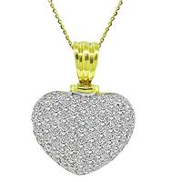 6.75ct Diamond Yellow and White Gold Heart Pendant Necklace
