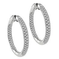 Estate 2.00ct Diamond Gold Hoops Earrings