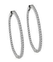 Estate 3.00ct Diamond Hoops Earrings