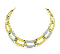Estate 4.00ct Diamond Two Tone Gold Choker Necklace