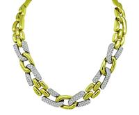 Estate 6.50ct Diamond Two Tone Gold Chain Necklace