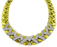 Estate 6.00ct Diamond Two Tone Gold Necklace