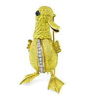 Estate Diamond Sapphire Gold Platypus Pin