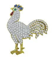 Estate 4.50ct Diamond Gold Rooster Pin