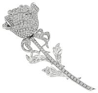 Estate 4.00ct Diamond Long Stem Rose Pin