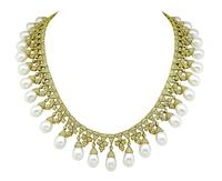 Estate Pearl 27.00ct Diamond Gold Necklace