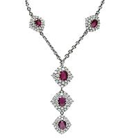 Estate 4.00ct Diamond 5.00ct Ruby Gold Necklace