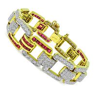 Estate 4.25ct Diamond 2.50ct Diamond Two Tone Gold Bracelet