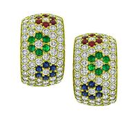 Estate 2.80ct Diamond 0.70ct Multi Color Gemstone Earrings