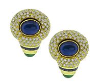 Estate 2.00ct Diamond 2.00ct Emerald 5.00ct Sapphire Gold Earrings