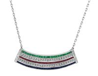 Estate 1.40ct Diamond 3.60ct Multi Color Precious Stone Pendant Necklace