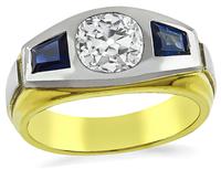 Estate 1.15ct Diamond Sapphire Ring