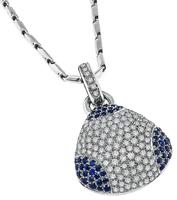 Estate 3.00ct Diamond 1.50ct Sapphire Pendant Necklace