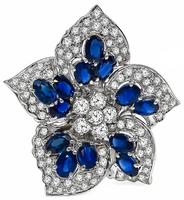 Estate 6.50ct Sapphire 3.00ct Diamond Star Pin