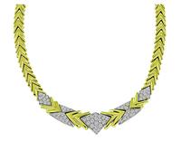 Estate 2.50ct Diamond Yellow and White Gold Necklace