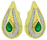 Estate 2.00ct Emerald 2.00ct Diamond Earrings