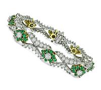 Estate 8.50ct Diamond 3.50ct Emerald Gold Bracelet