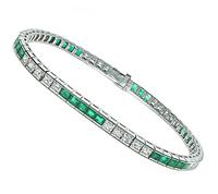 Estate 2.00ct Diamond 2.40ct Emerald Line Bracelet