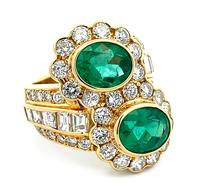 Estate 3.70ct Emerald 3.41ct Diamond Gold Ring