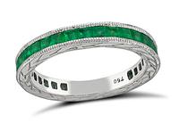 Estate 1.00ct Emerald White Gold Wedding Band